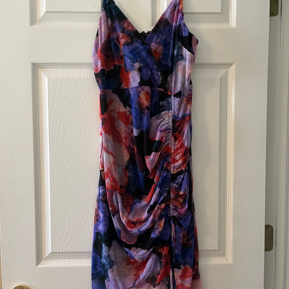 BCBGeneration Asymmetrical Dress in Red and Purple